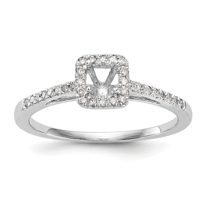 14K White Gold Round Simulated Diamond Cushion Halo Engagement Ring