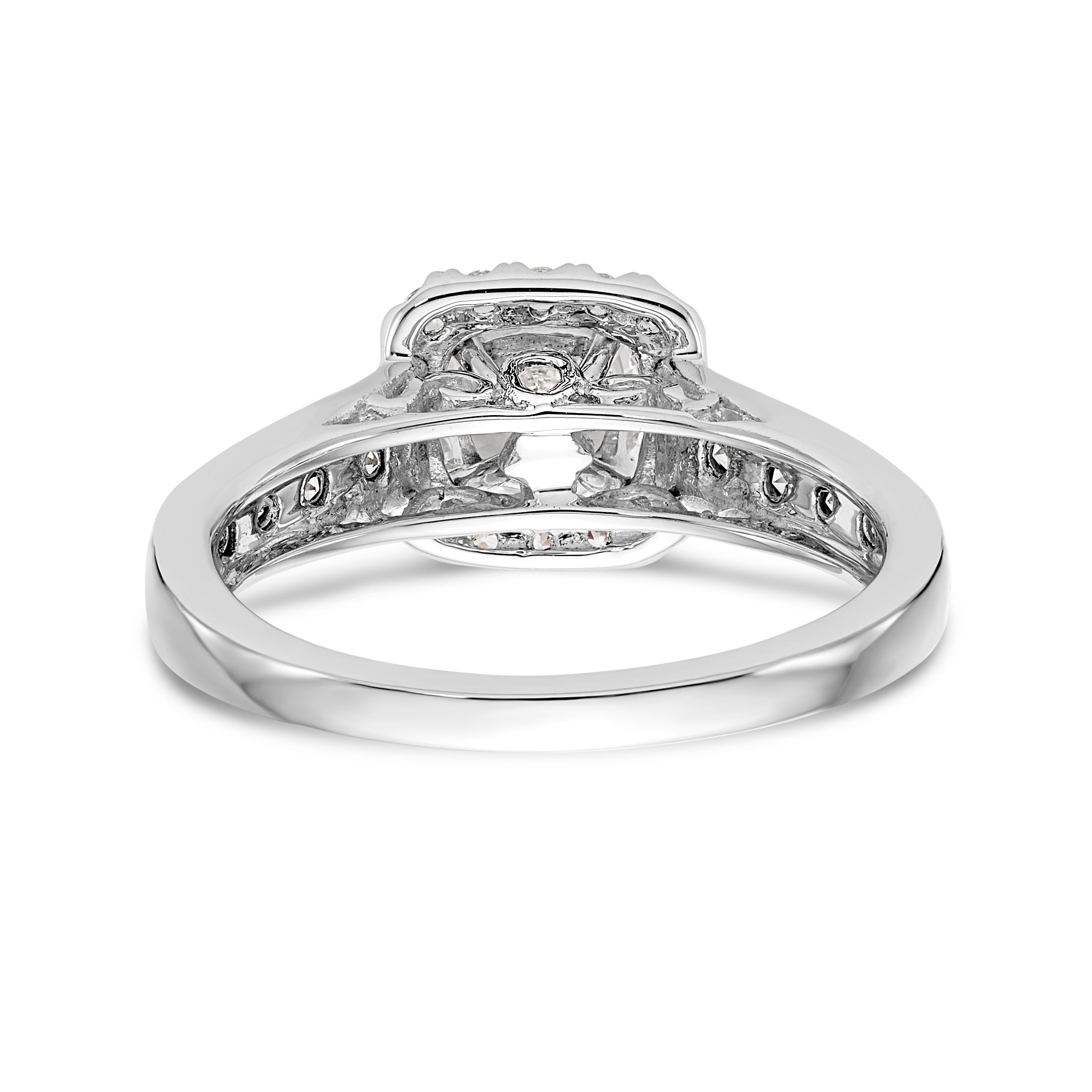 14kw Peg Set Simulated Diamond Cushion Halo Engagement Ring