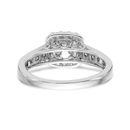 14kw Peg Set Simulated Diamond Cushion Halo Engagement Ring