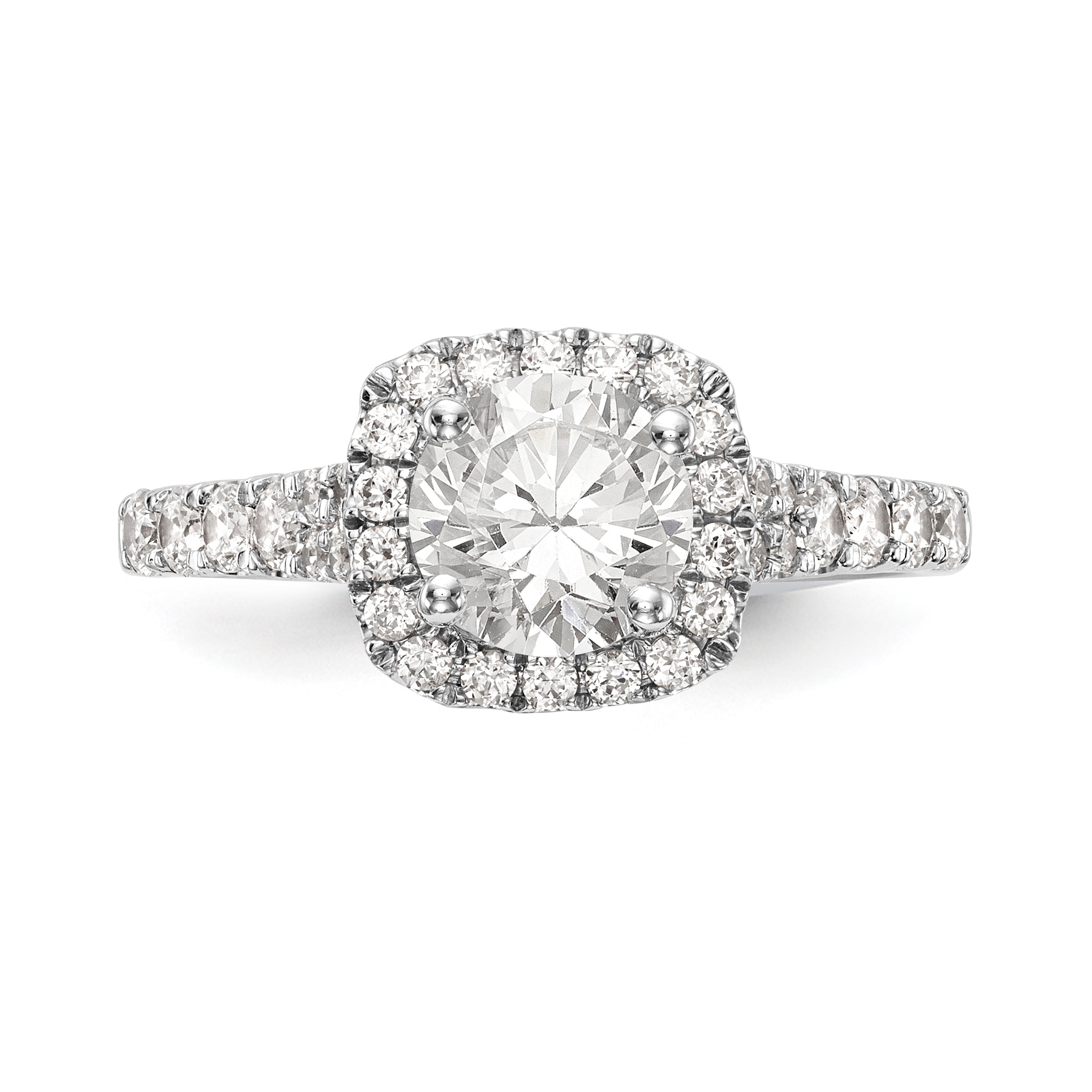 14kw Peg Set Simulated Diamond Cushion Halo Engagement Ring