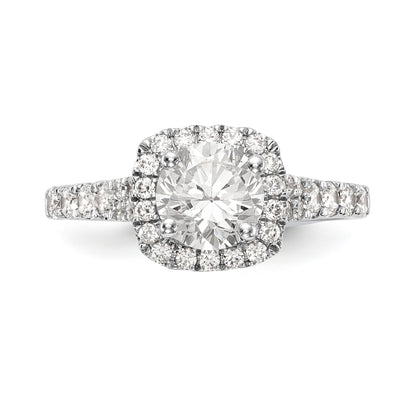 14kw Peg Set Simulated Diamond Cushion Halo Engagement Ring