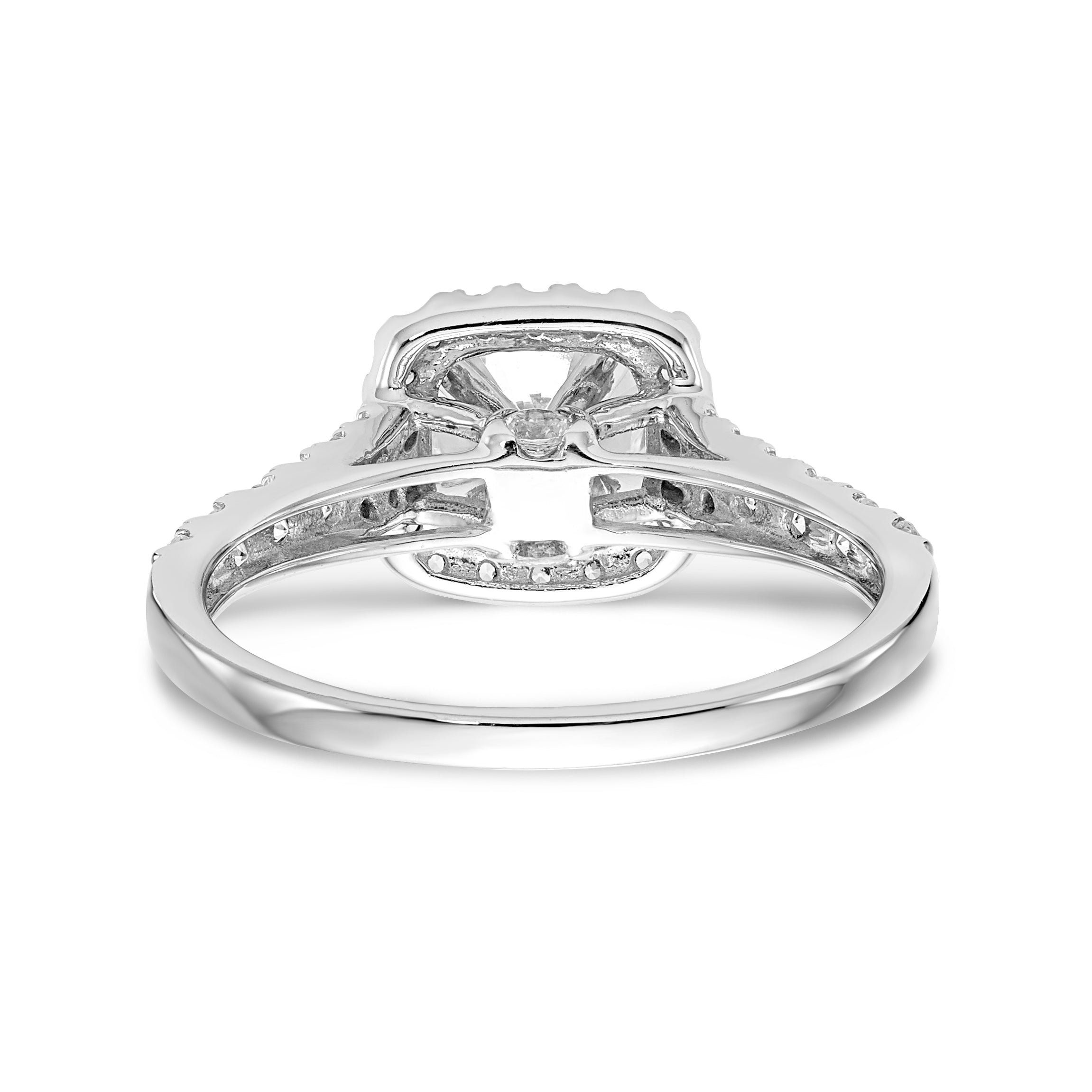14kw Peg Set Simulated Diamond Cushion Halo Engagement Ring