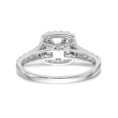 14kw Peg Set Simulated Diamond Cushion Halo Engagement Ring