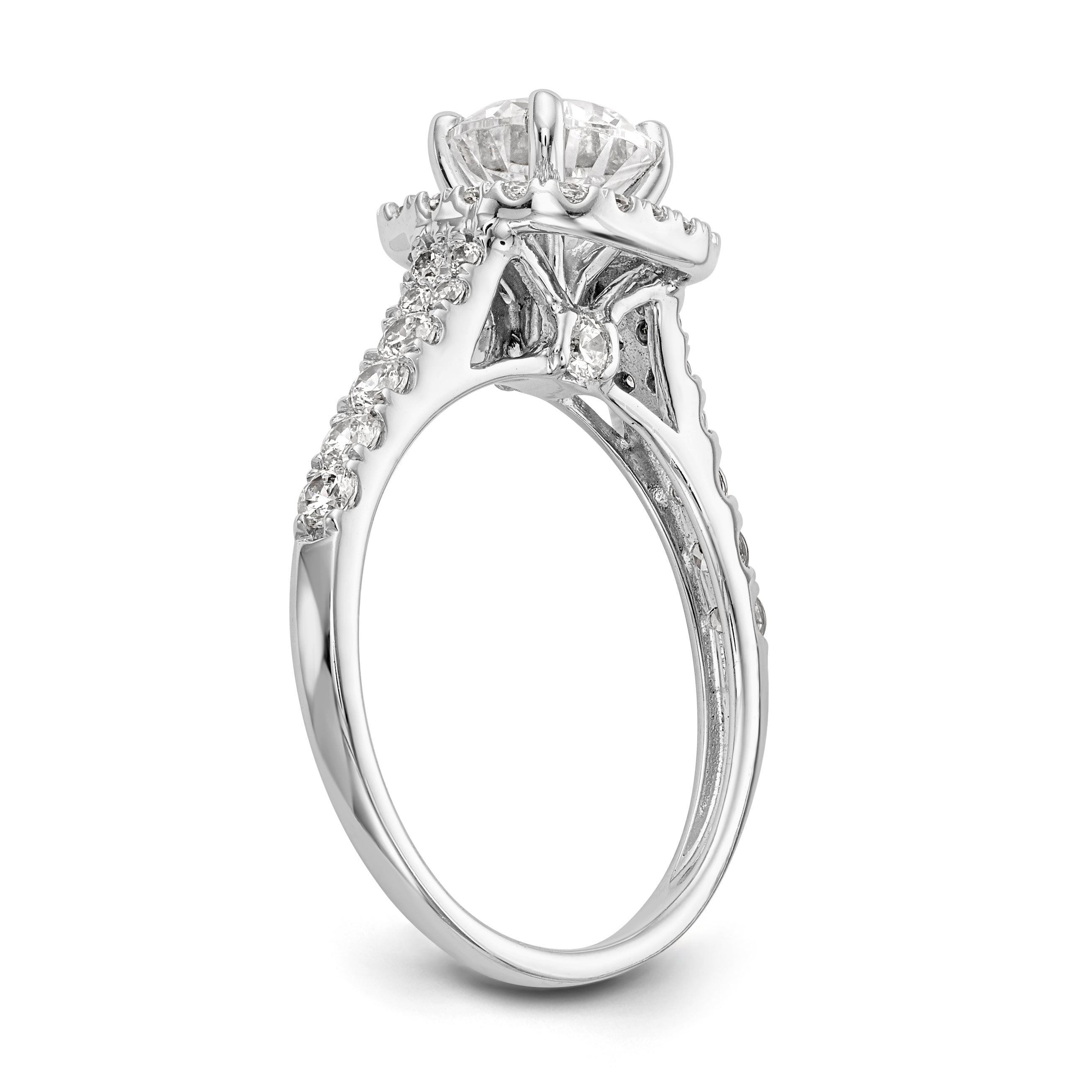 14kw Peg Set Simulated Diamond Cushion Halo Engagement Ring