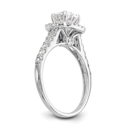 14kw Peg Set Simulated Diamond Cushion Halo Engagement Ring