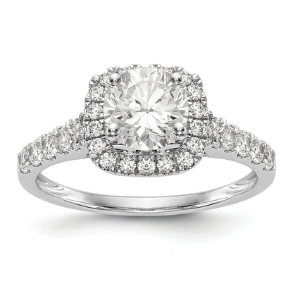 14kw Peg Set Simulated Diamond Cushion Halo Engagement Ring