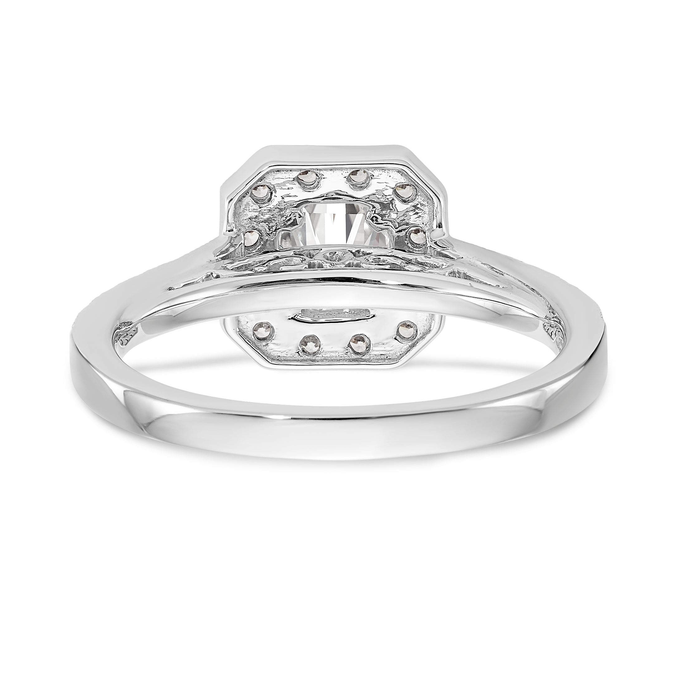 14K Two tone Round Simulated Diamond Cushion Halo Engagement Ring