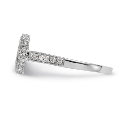 14K White Gold Peg Set Simulated Diamond Cushion Halo Engagement Ring