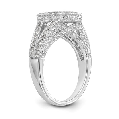 14K White Gold Peg Set Simulated Diamond Cushion Halo Engagement Ring