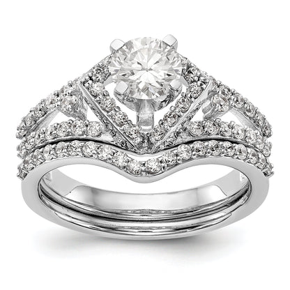 14kw Peg Set Simulated Diamond Cushion Halo Engagement Ring