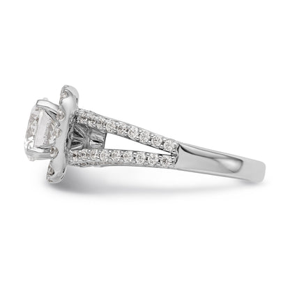 14kw Peg Set Simulated Diamond Cushion Halo Engagement Ring