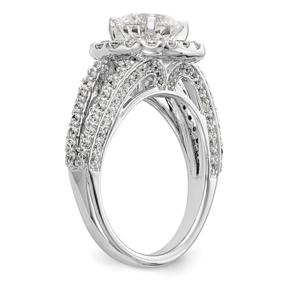 14kw Peg Set Simulated Diamond Cushion Halo Engagement Ring