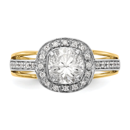 14ktt Peg Set CZ Cushion Halo Engagement Ring