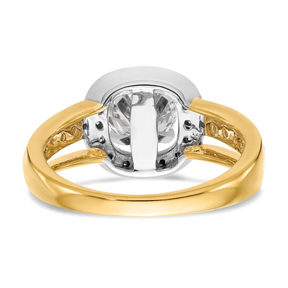 14ktt Peg Set CZ Cushion Halo Engagement Ring