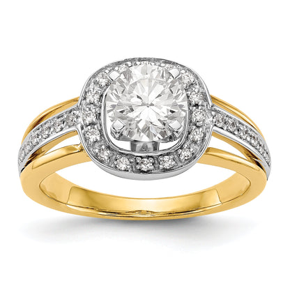 14ktt Peg Set CZ Cushion Halo Engagement Ring