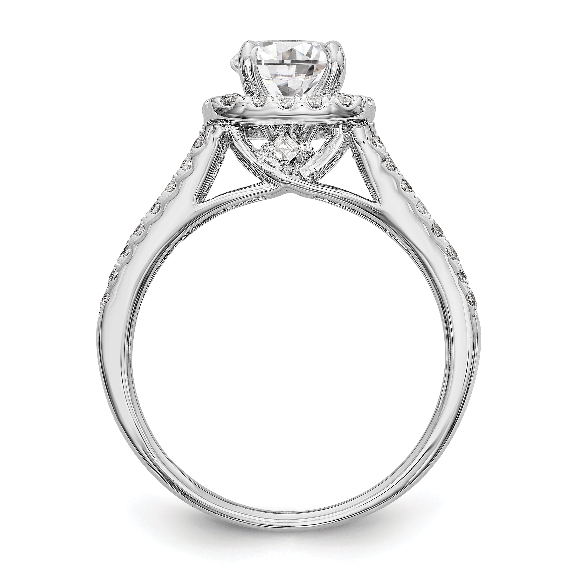 14kw Peg Set Simulated Diamond Cushion Halo Engagement Ring