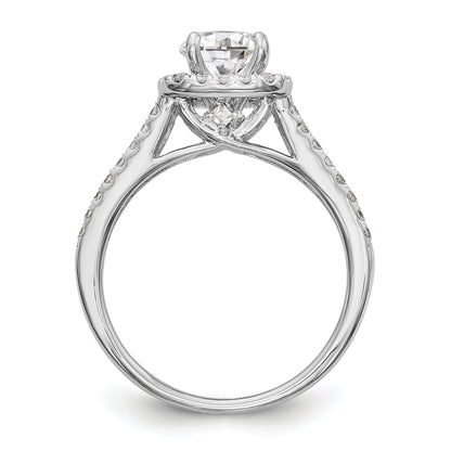 14kw Peg Set Simulated Diamond Cushion Halo Engagement Ring
