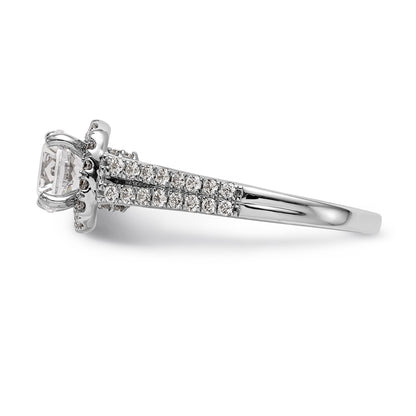 14kw Peg Set Simulated Diamond Cushion Halo Engagement Ring