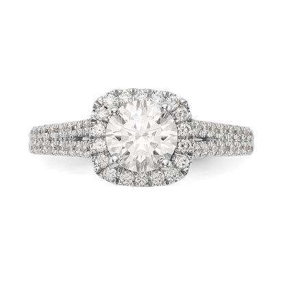 14kw Peg Set Simulated Diamond Cushion Halo Engagement Ring