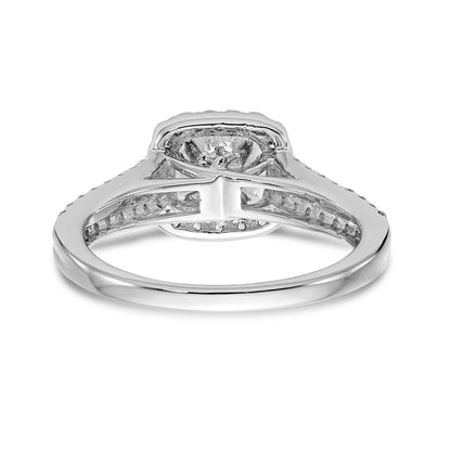 14kw Peg Set Simulated Diamond Cushion Halo Engagement Ring