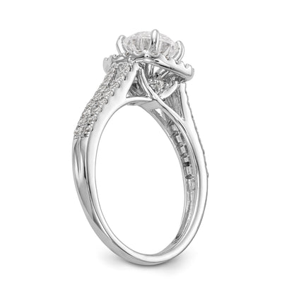 14kw Peg Set Simulated Diamond Cushion Halo Engagement Ring