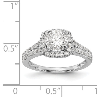 14kw Peg Set Simulated Diamond Cushion Halo Engagement Ring