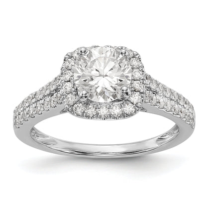 14kw Peg Set Simulated Diamond Cushion Halo Engagement Ring
