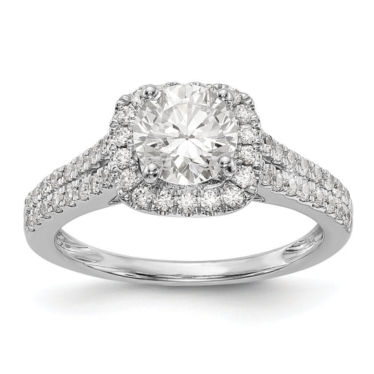14kw Peg Set Simulated Diamond Cushion Halo Engagement Ring