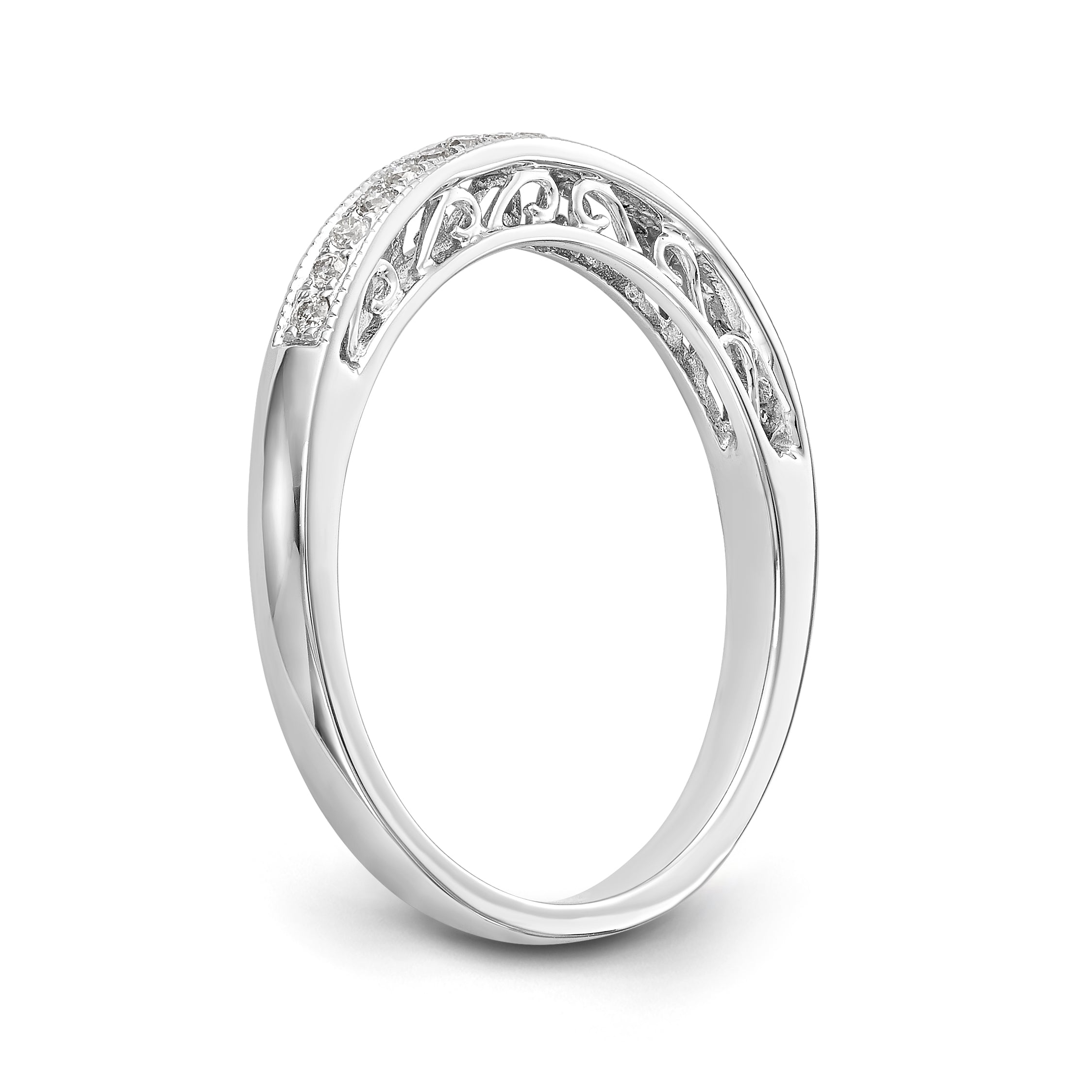 14K White Gold Diamond Wedding Band