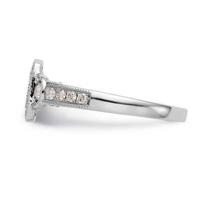 14K White Gold Peg Set Simulated Diamond Cushion HaloEngagement Ring