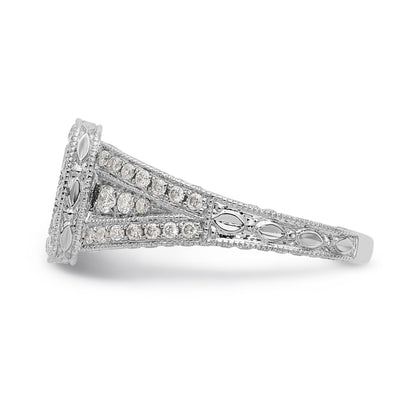 14K White Gold Peg Set Simulated Diamond Cushion HaloEngagement Ring