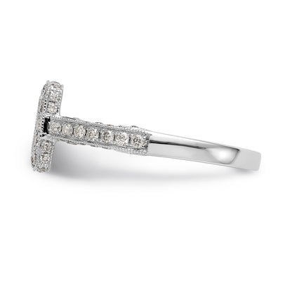 14K White Gold Peg Set Simulated Diamond Cushion HaloEngagement Ring