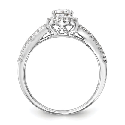 14K White Gold Simulated Diamond Cushion Halo Engagement Ring