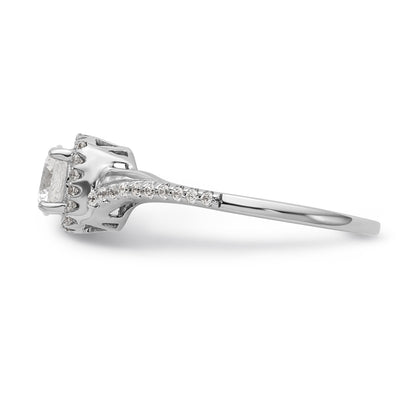 14K White Gold Simulated Diamond Cushion Halo Engagement Ring