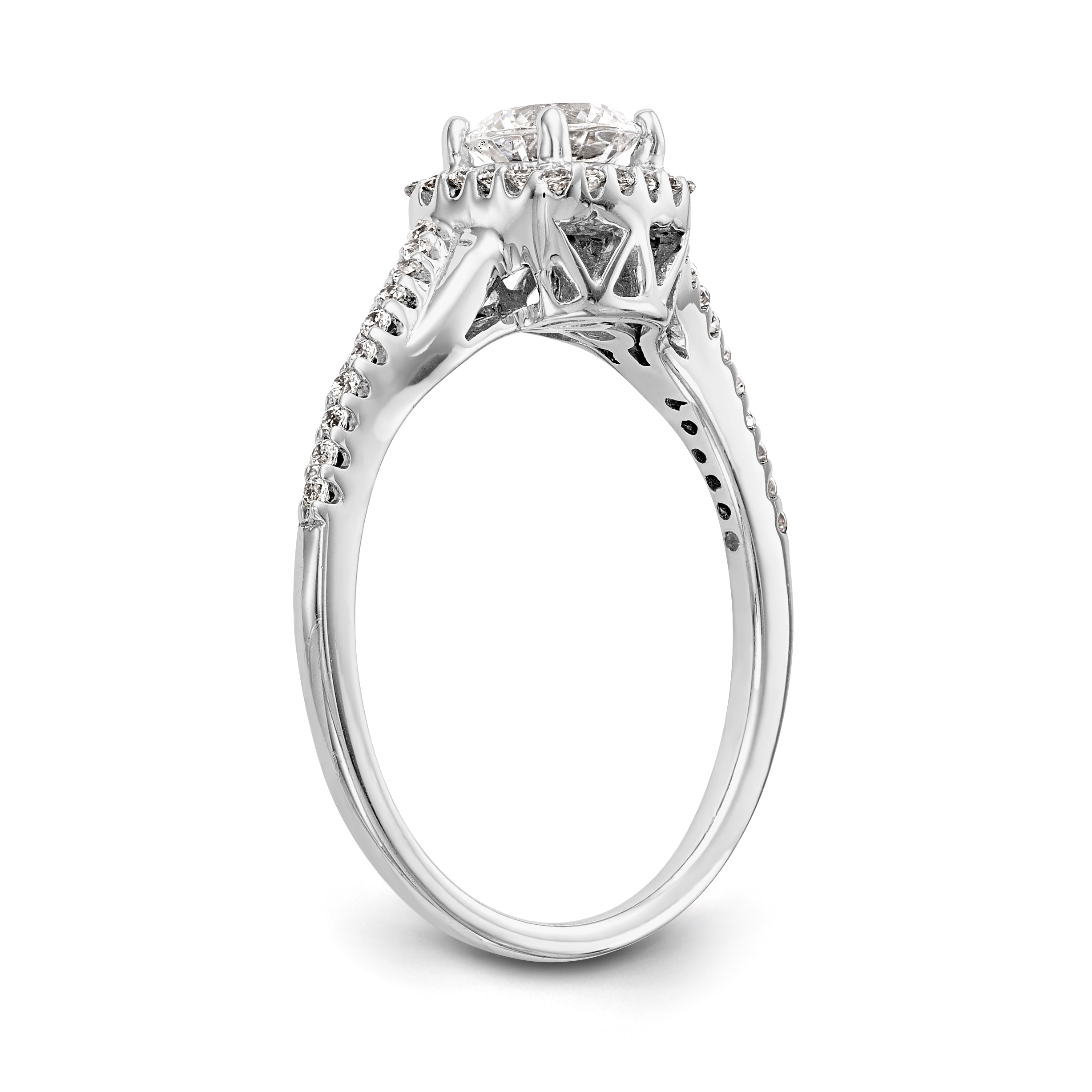 14K White Gold Simulated Diamond Cushion Halo Engagement Ring