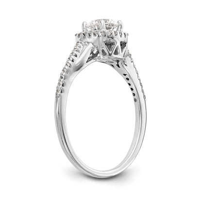 14K White Gold Simulated Diamond Cushion Halo Engagement Ring