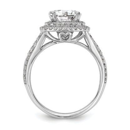 14kw Peg Set Simulated Diamond Cushion Halo Engagement Ring