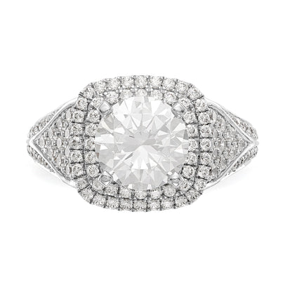 14kw Peg Set Simulated Diamond Cushion Halo Engagement Ring