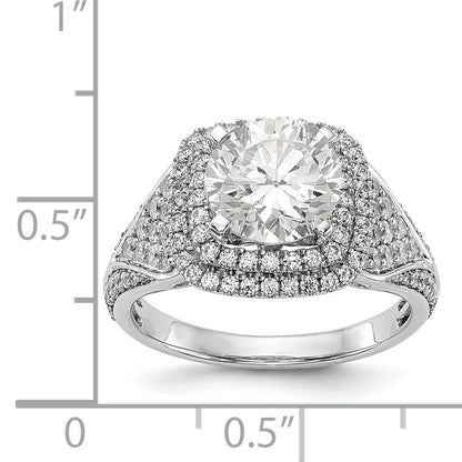 14kw Peg Set Simulated Diamond Cushion Halo Engagement Ring