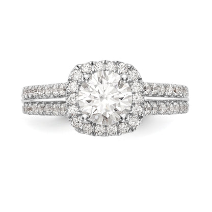 14K White Gold Simulated Diamond Cushion Halo Engagement Ring