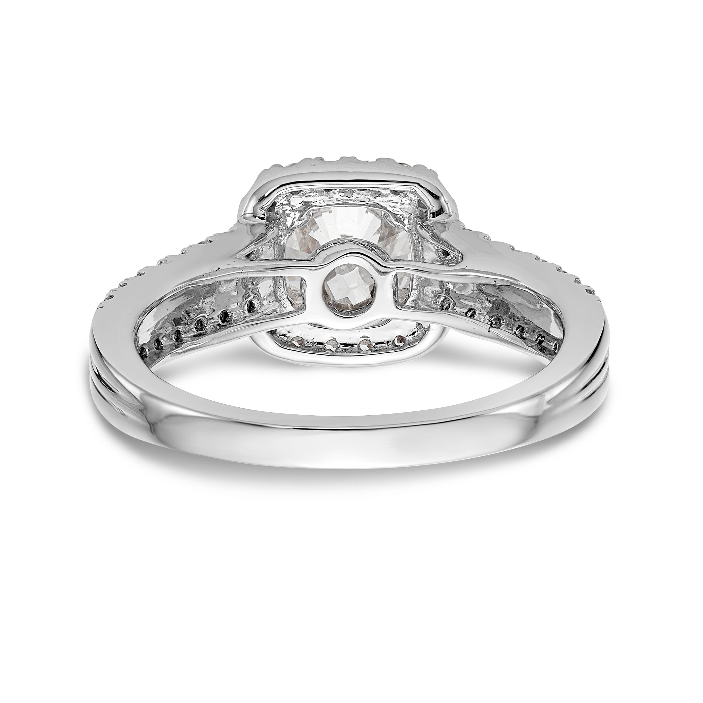 14K White Gold Simulated Diamond Cushion Halo Engagement Ring