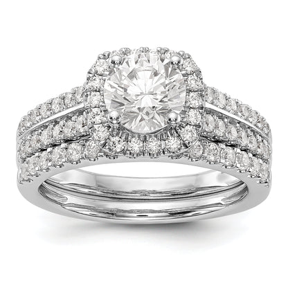 14K White Gold Simulated Diamond Cushion Halo Engagement Ring