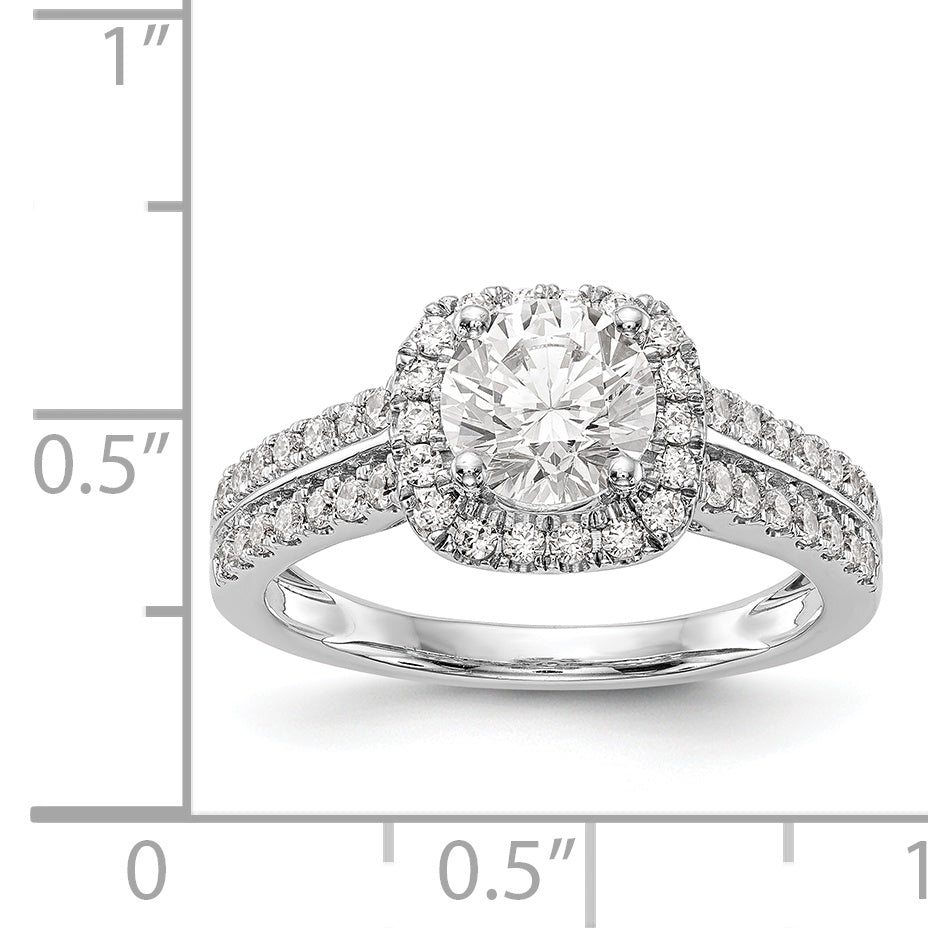 14K White Gold Simulated Diamond Cushion Halo Engagement Ring