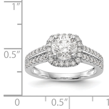 14K White Gold Simulated Diamond Cushion Halo Engagement Ring