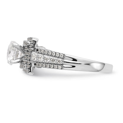 14kw Peg Set Simulated Diamond Double Cushion Halo Engagement Ring