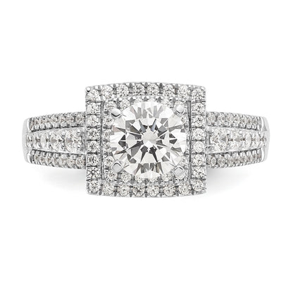 14kw Peg Set Simulated Diamond Double Cushion Halo Engagement Ring