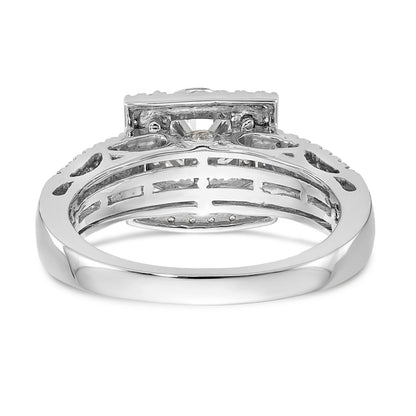 14kw Peg Set Simulated Diamond Double Cushion Halo Engagement Ring