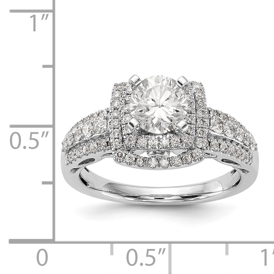 14kw Peg Set Simulated Diamond Double Cushion Halo Engagement Ring