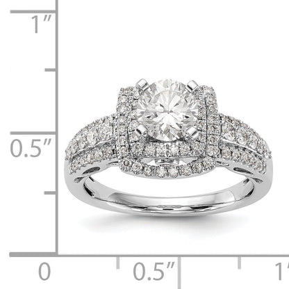 14kw Peg Set Simulated Diamond Double Cushion Halo Engagement Ring