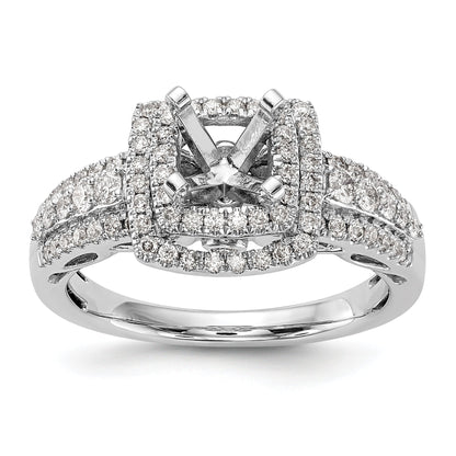 14kw Peg Set Simulated Diamond Double Cushion Halo Engagement Ring